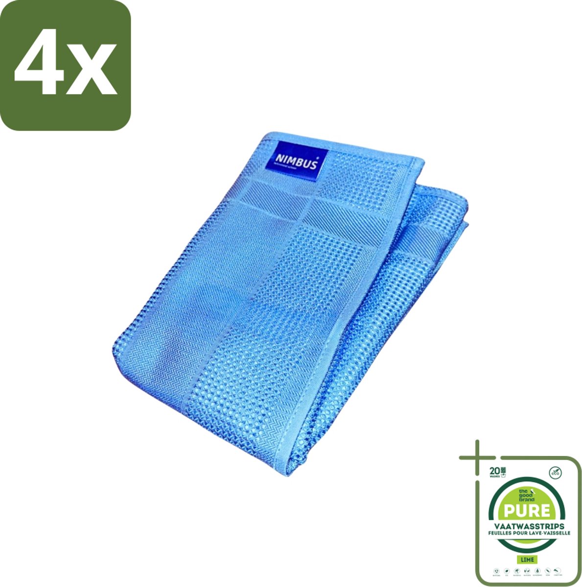 NIMBUS Magic Wonderdoek 2-in-1 - Voordeelverpakking - 4 stuks - Schoonmaken - Glas schoonmaken
