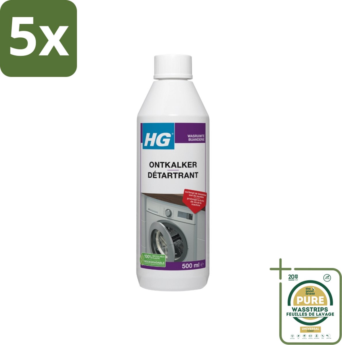 5 x HG Ontkalker 500 ml - Grootverpakking - Ontkalken - Kalk Verwijderen - Ketelsteen Verwijderen - Wasmachine Ontkalken - Koffiezetapparaat Ontkalken