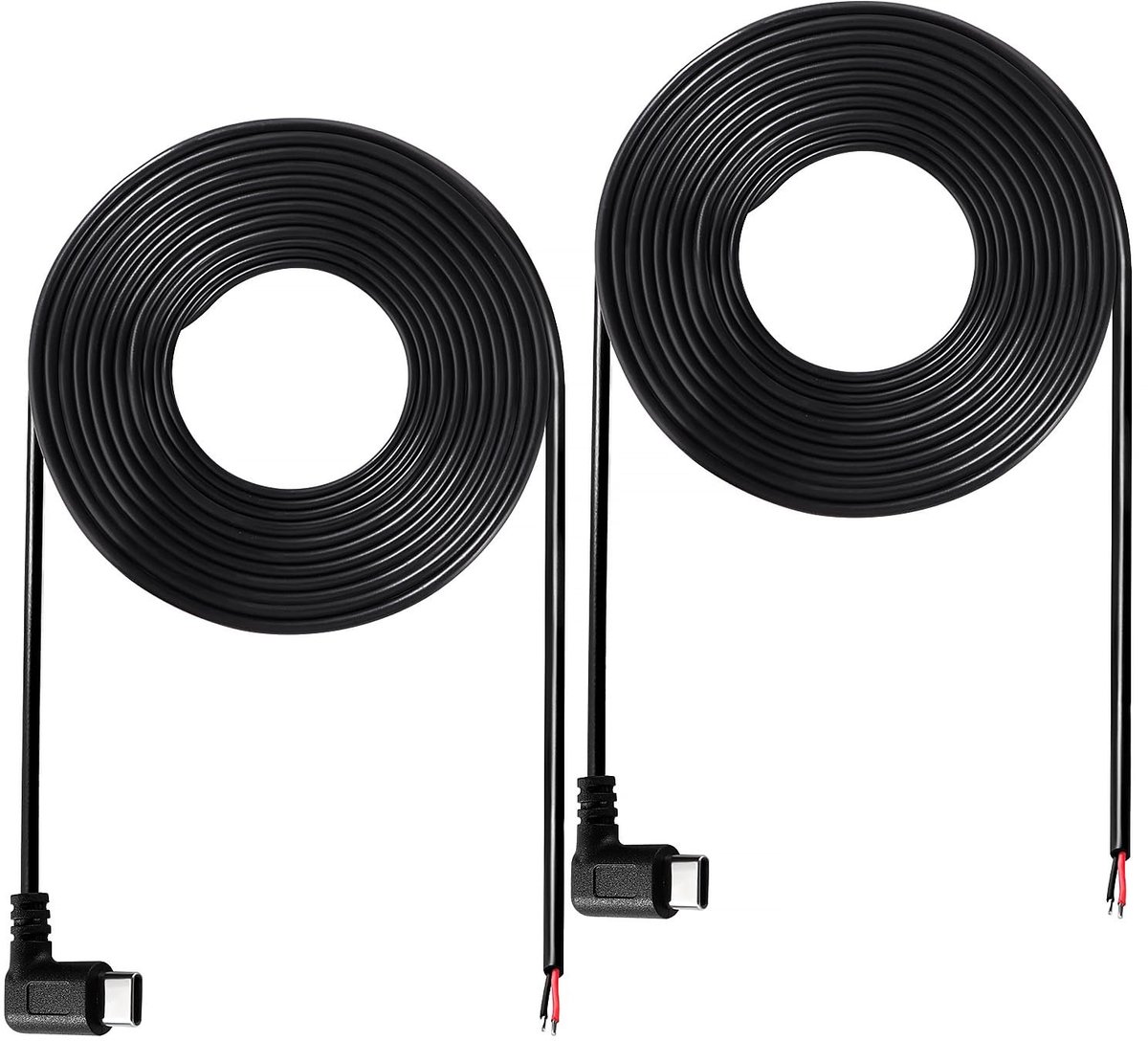 200cm 22AWG USB Type-C Pigtail Kabelset voor DIY LED Strips, 5V 3A, Rechte en Hoekige Aansluitingen