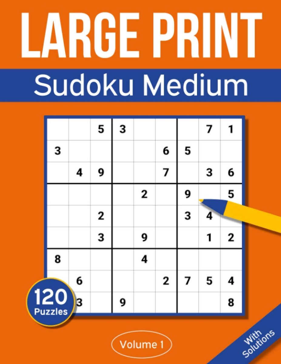 Sudoku Large Print Medium: Large Print Sudoku Puzzle Book For Adults & Seniors With 120 Medium Sudoku Puzzles - ShopVlot