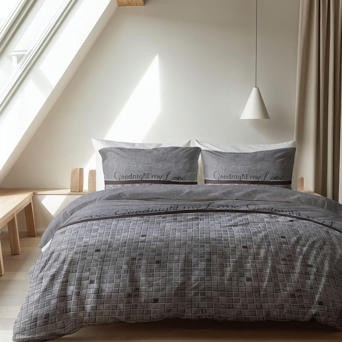 Dekbedovertrek - Grijs - 220 x 240 cm - Katoen - Voor Dubbel Bed