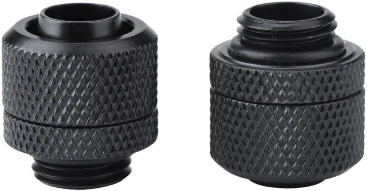 2 STK. Fitting 1/4" schroefdraad, PC waterkoelingsaansluitingen compressiefitting voor 9,5mm (ID) / 12,7mm (OD) slang