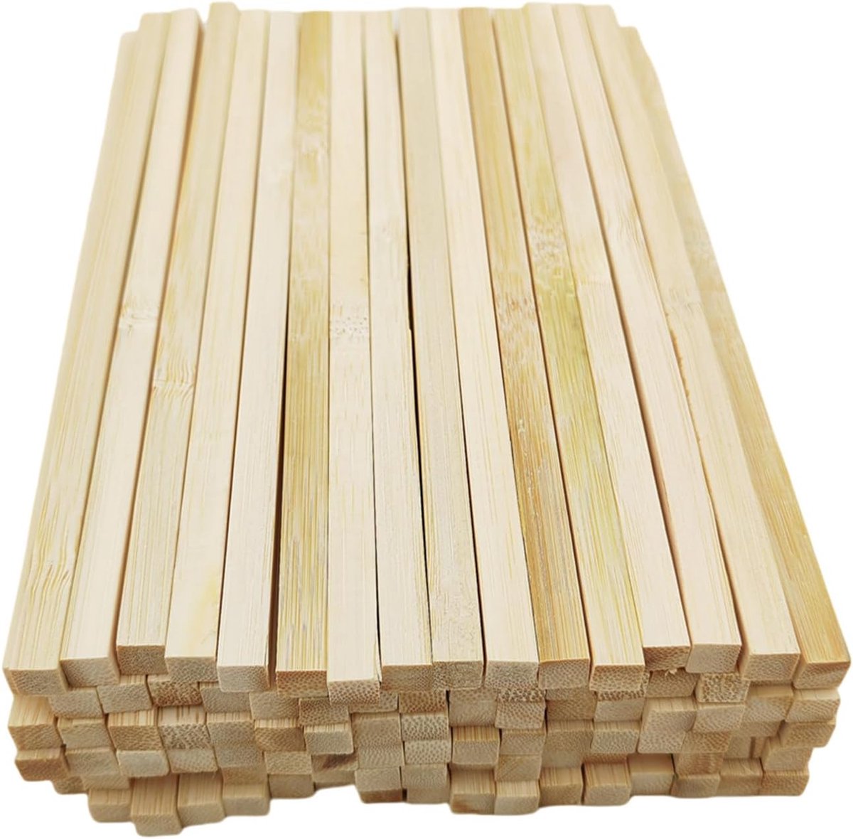100 stuks natuurlijke bamboestroken, 0,8 x 0,8 cm vierkant, 20 cm lange onafgewerkte vierkante bamboestroken voor knutselen