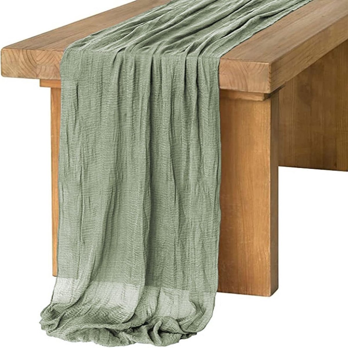 Tafelloper, salie, moderne tafelloper, 90 x 400 cm, chiffon-stof, tafelloper voor receptie, vakantie, feest