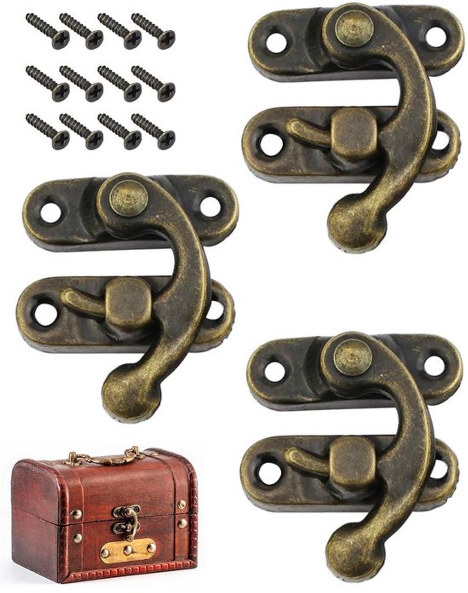 Hangslot Antiek - 3 Sets Bronzen Haken - Spansluiting - Snelsluiting - Sluiting voor Meubels - Hoogwaardige Legering