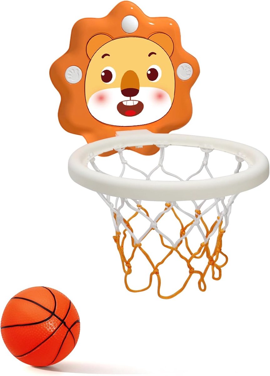 Mini-basketbalkorf voor de kamer, draagbare leeuw, basketbalbanden met opblaasbare ballen, kleverig basketbalspeelgoed met zuignap voor kinderen vanaf 3 jaar