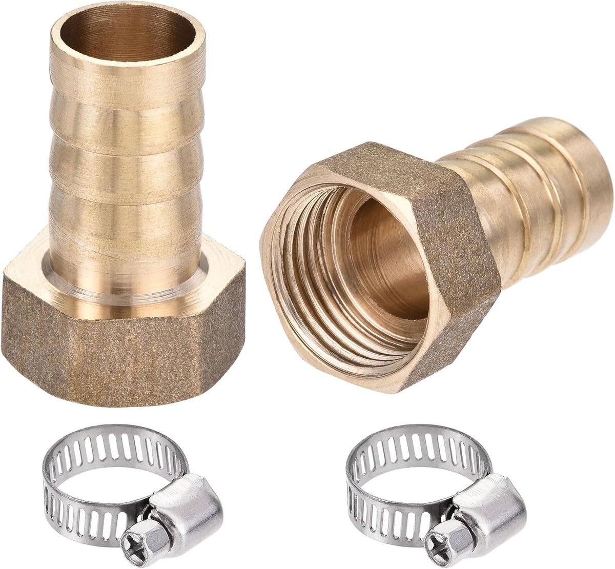 sourcing map 2 sets messing barbell slangaansluiting adapter 16 mm barbecue x G1/2 binnenbuis met 13-19 mm slangklem