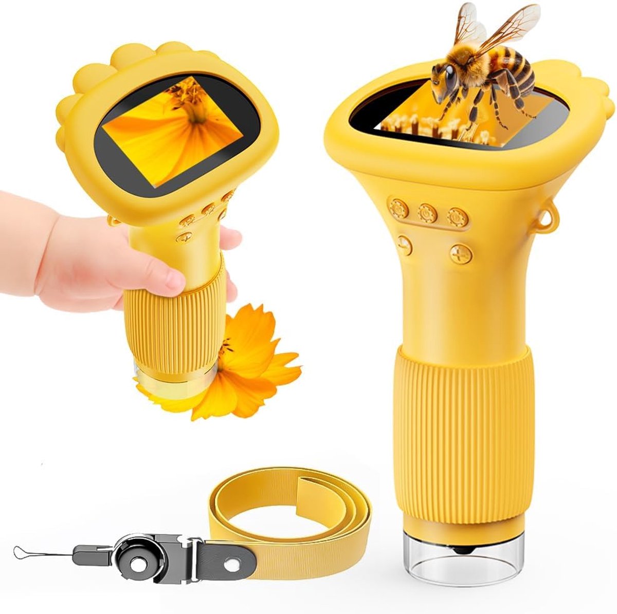 2 inch HD IPS-scherm 1000X draagbare microscoop voor kinderen | Handheld digitale microscopen met foto- en videofunctie Kleine Wetenschapper Microscoop voor kinderen ouder dan 3 jaar