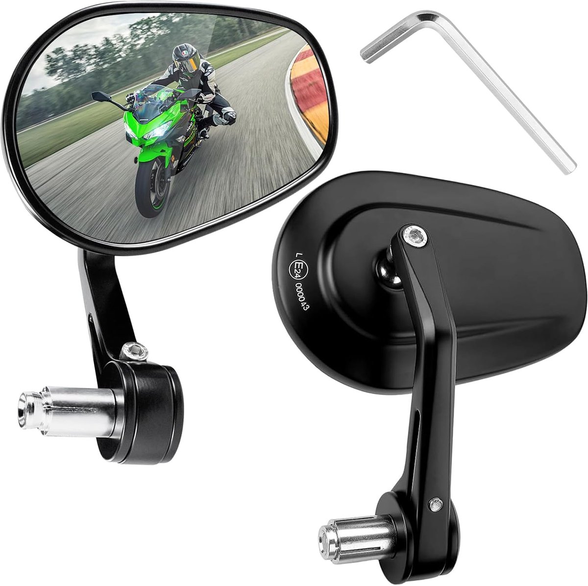 Achteruitkijkspiegel voor motorfiets, universele stuurspiegel, 2 stuks motorfietsspiegel, 360° draaibare stuurspiegel Compatibel met scooter, bromfiets, brommer