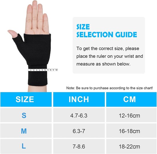 Pols- en duimsteun, 2 stuks compressie polsduimsteun, polsspalk, elastische ademende polssteunbrace voor artritis, gewrichtspijn, tendinitis, verstuiking, sport (S) — afbeelding 5
