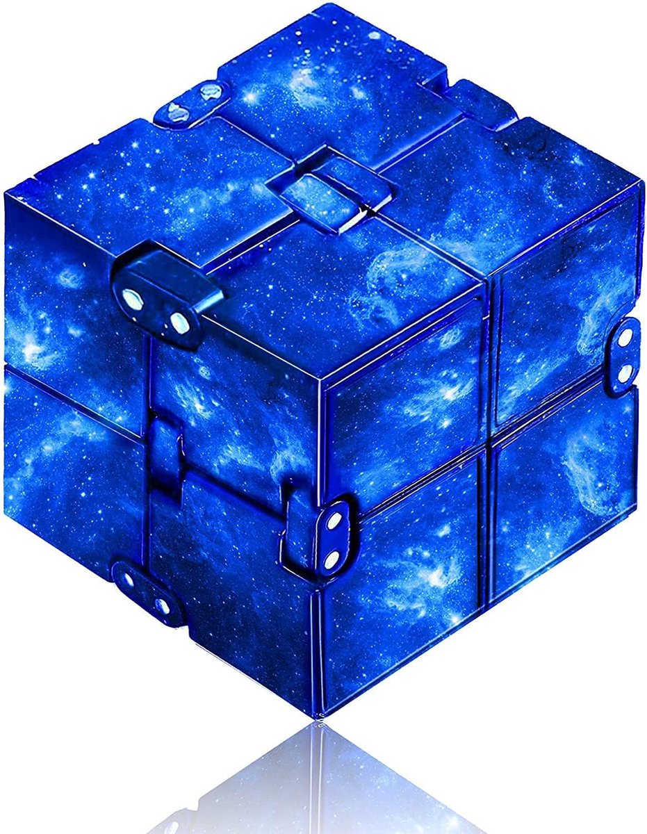 Fidget Infinity Cube, antistress speelgoed, kubus voor stress en angst, ontspannend speelgoed, blauw