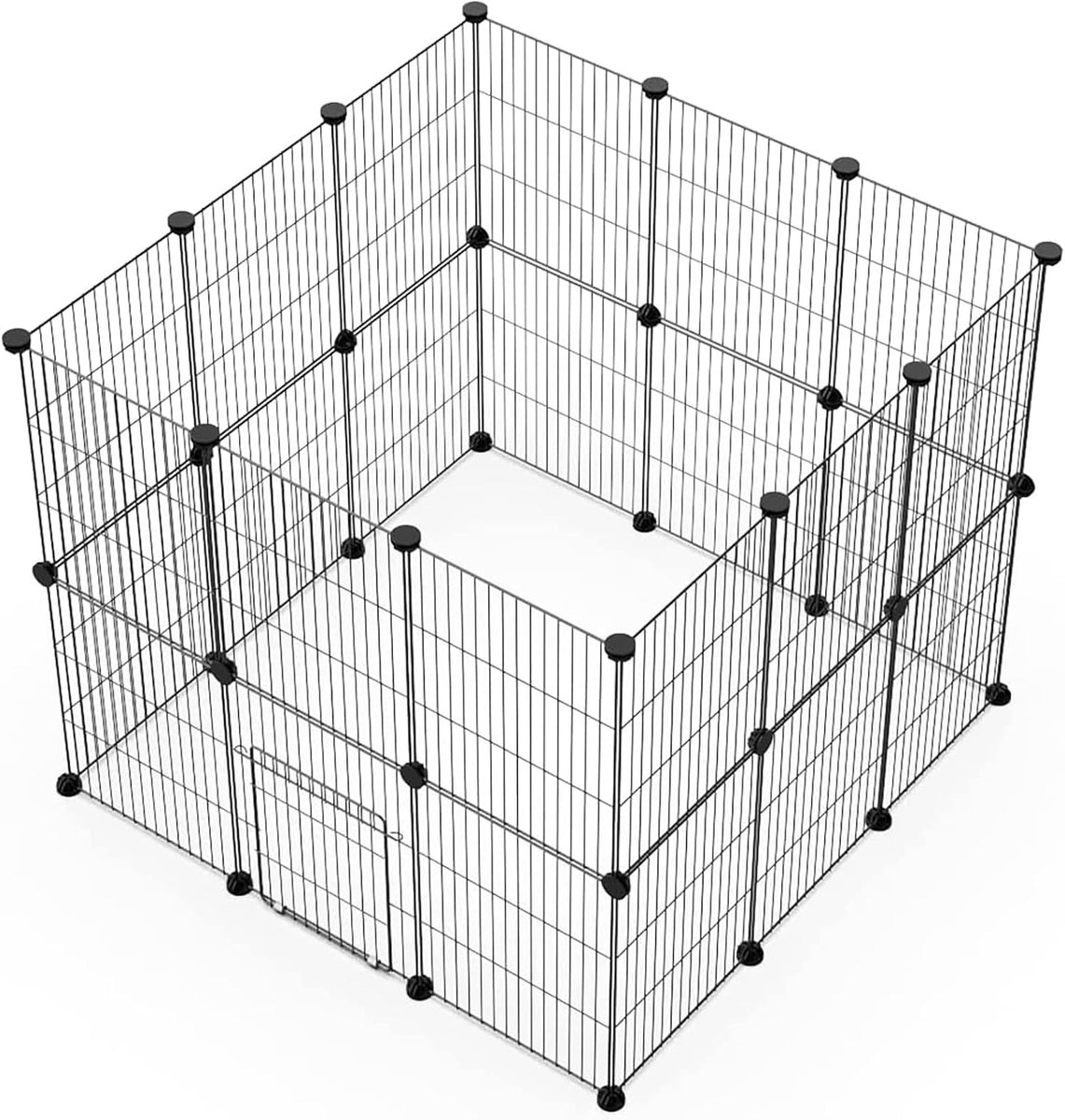 Doe-het-zelf box voor kleine dieren, huisdierbox met deur, konijnenkooi, caviaskooien, puppy's en katjes, voor binnen of buiten, draagbare metalen draadomheining (30 x 38 cm, 24 stuks)