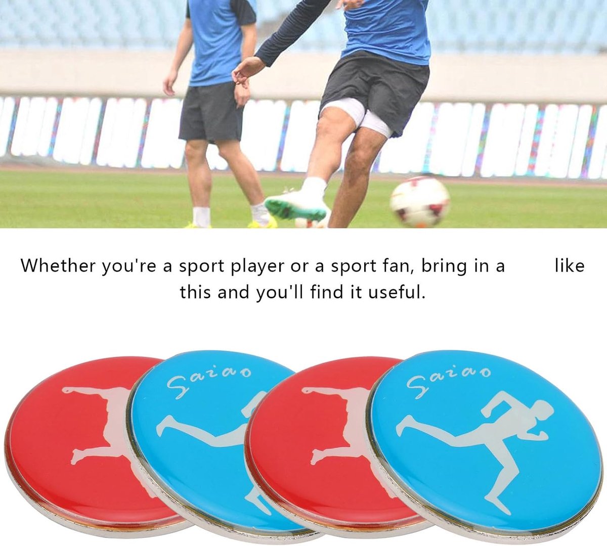 Scheidsrechter Flip Munt 4 stuks Dubbelzijdig Sport Voetbal Patroon Pick Rand Scheidsrechter Side Toss Munt