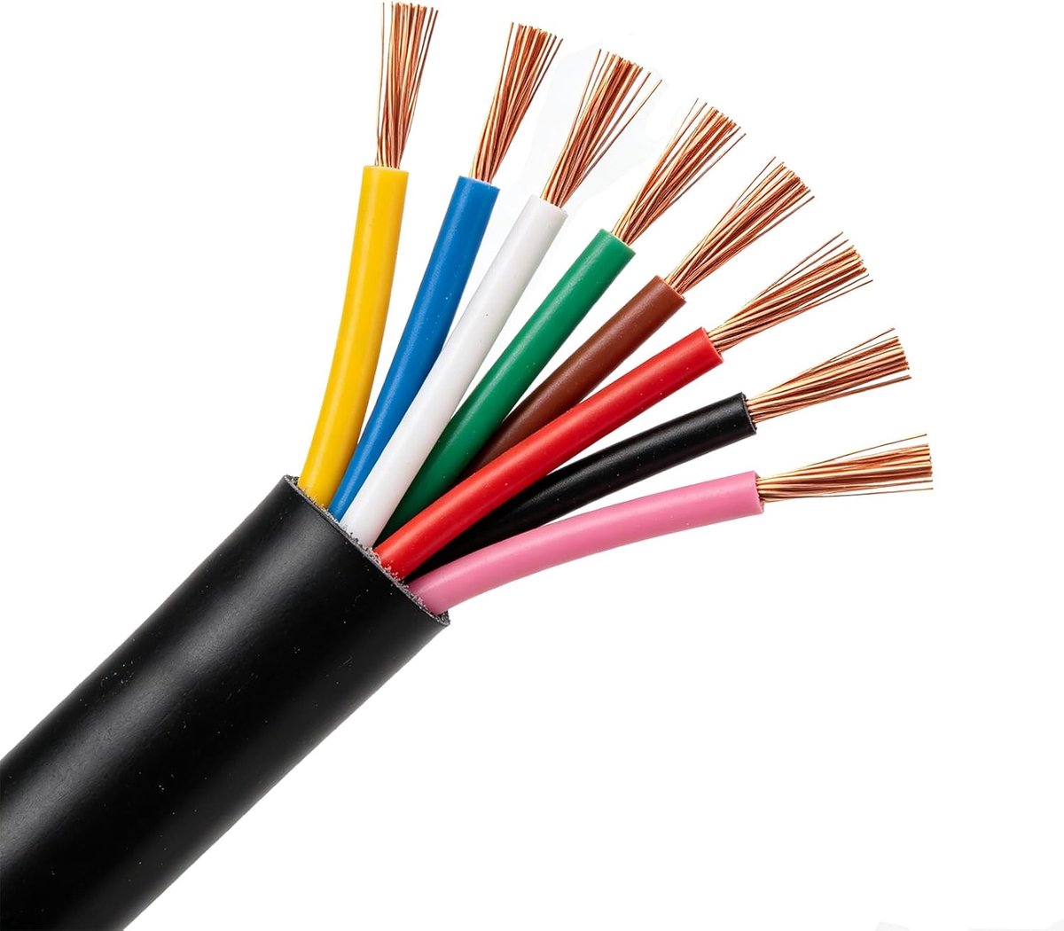 10M KFZ 7 x 0.5 + 1 x 1.0 mm² ronde Kabel, 12V 24V Voertuigkabel 8 Aderige Aanhangerkabel, Flexibele Elektrische Verlengkabel, 8 Polige Kabel Voor Aanhanger