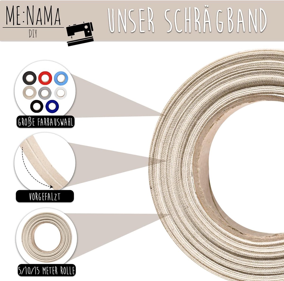 Biasband van 100% katoen, 10 m x 14 mm (gevouwen), hoogwaardige rand, katoenen band, biasband, ideaal voor doe-het-zelf naaien, in België gemaakt, op een rol (groen)