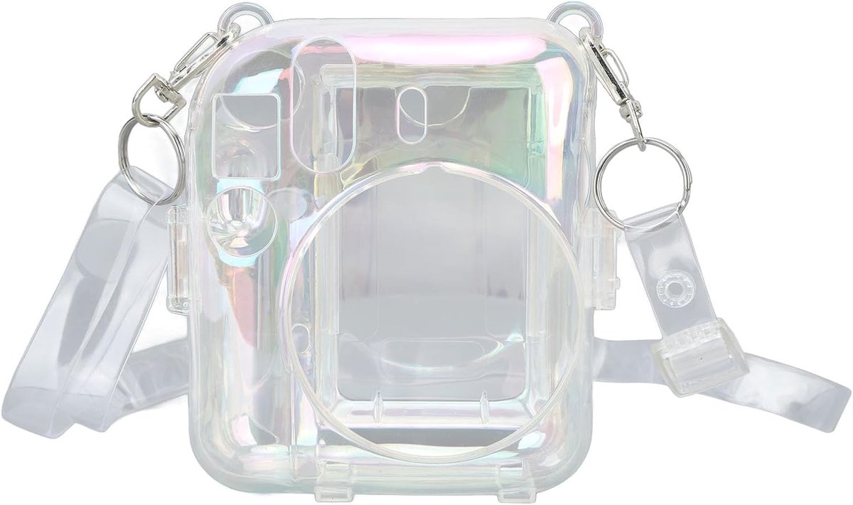 Hoes voor Fujifilm Instax Mini 12, Harde Draagtas voor Fujifilm Instax Mini 12 Instant Camera, PC-hoes met Foto-opbergvak en Verstelbare Schouderriem