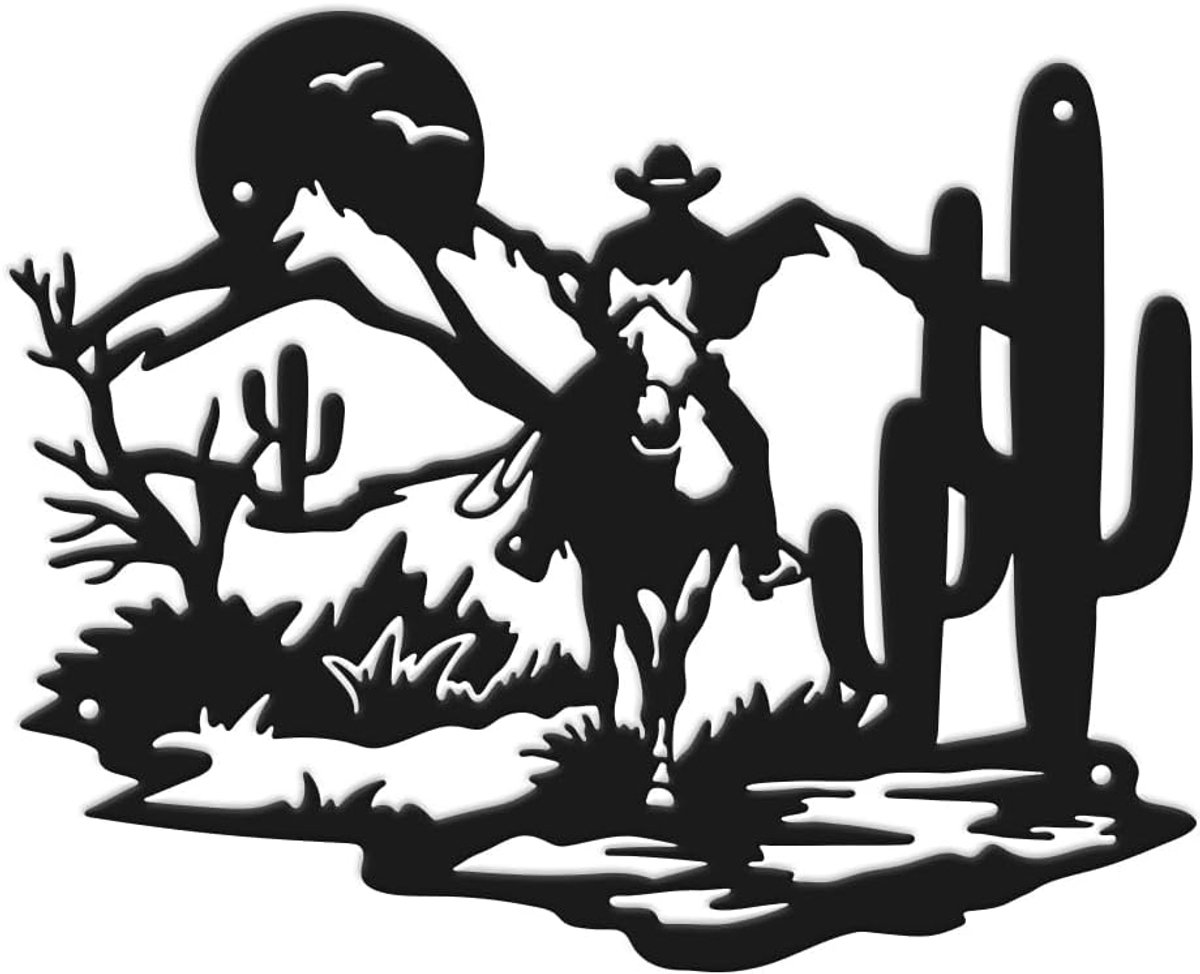 Metalen Wanddecoratie Wanddecoratie Western Cowboy Cowboy Rustieke Decoratie Boerderij Muurschildering Sculpturen Slaapkamer Tekenen Cadeau