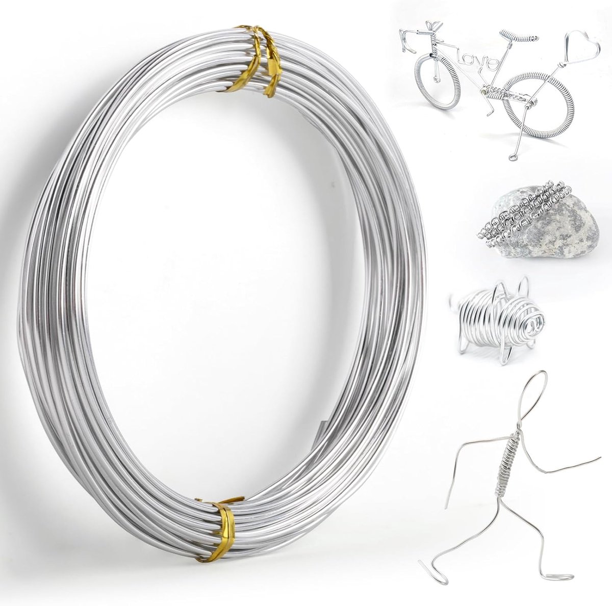 Draad, Knutseldraad Zilver, Metalen Knutselen Draad, Bloemdraad Metaaldraad Buigdraad Sieradendraad, voor DIY Handwerk Sculpturen Sieraden Kralen Maken Bonsai Boompjes