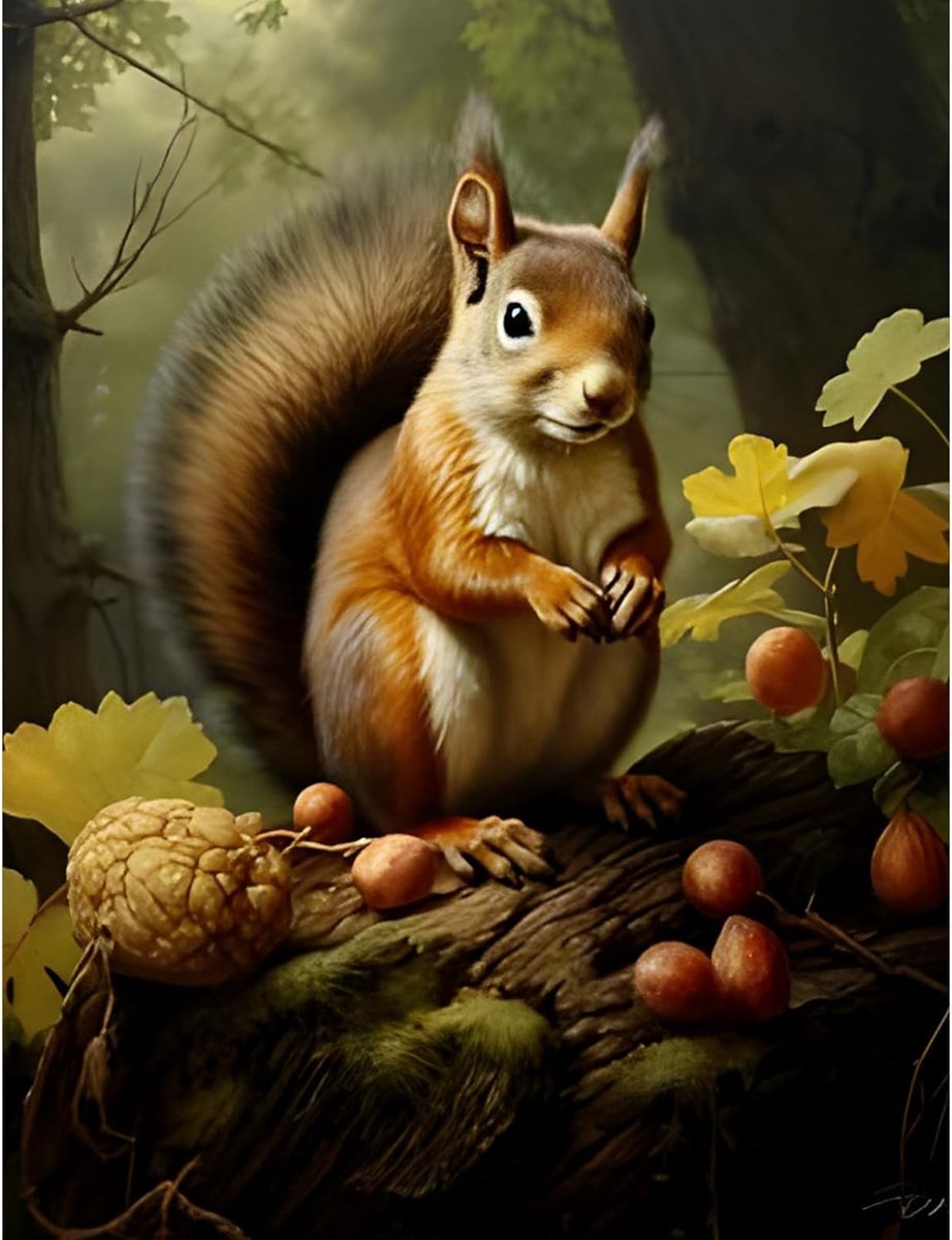 Eekhoorntje Diamond Painting voor volwassenen, dieren, diamond painting set, volwassenen, eekhoorntje, diamond painting, kinderen, 5D diamond painting voor thuis, muur decoratie (30 x 40 cm)