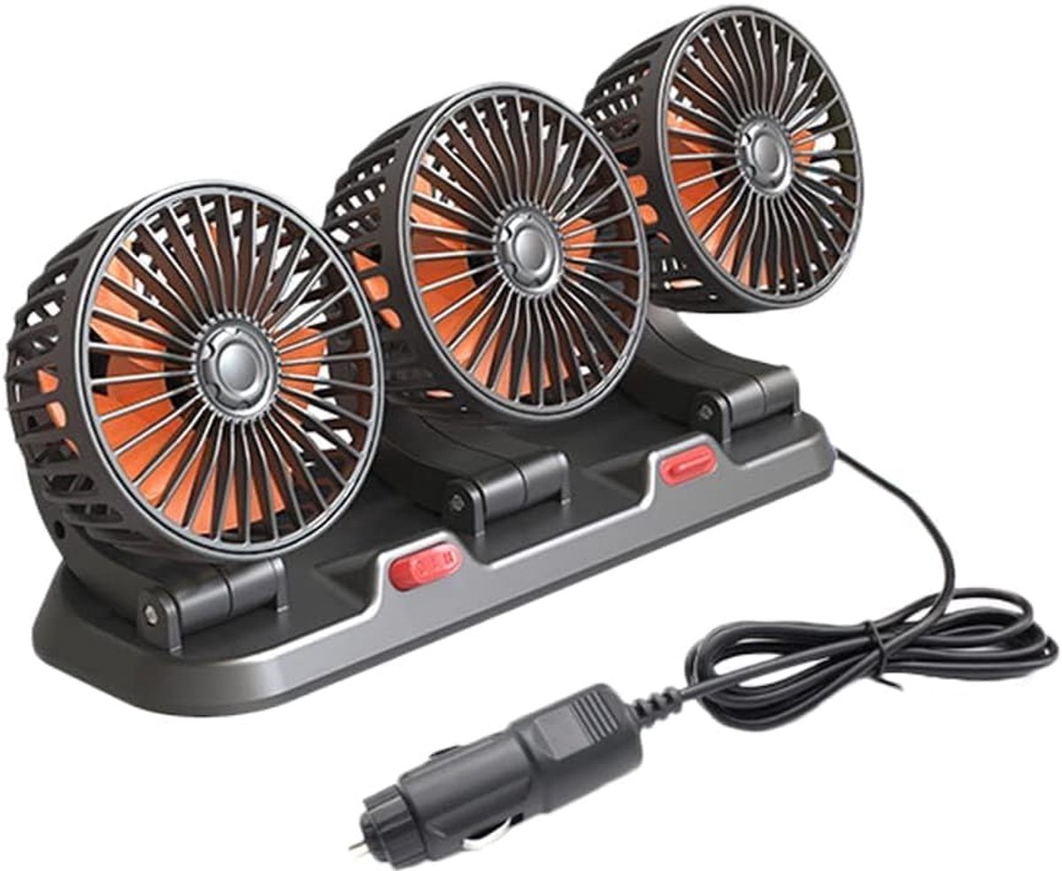 autoventilator, 5V 360 graden draaibare autoventilator elektrische 3-kops koelluchtcirculator, draagbare autokoelluchtventilator voor sedan/SUV/RV/boot enz.