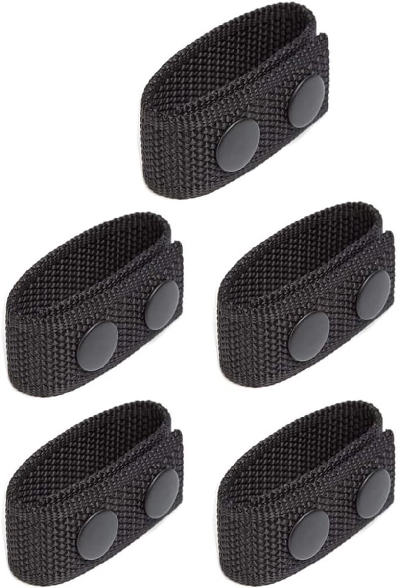 Gordelhouder van nylon, 6,8 cm voor veiligheidsgordels, tactische riem, Keepers, Law Enforcement Police Accessories, dubbele drukknopen voor outdoor sportgordelbevestiging, zwart, 5 stuks