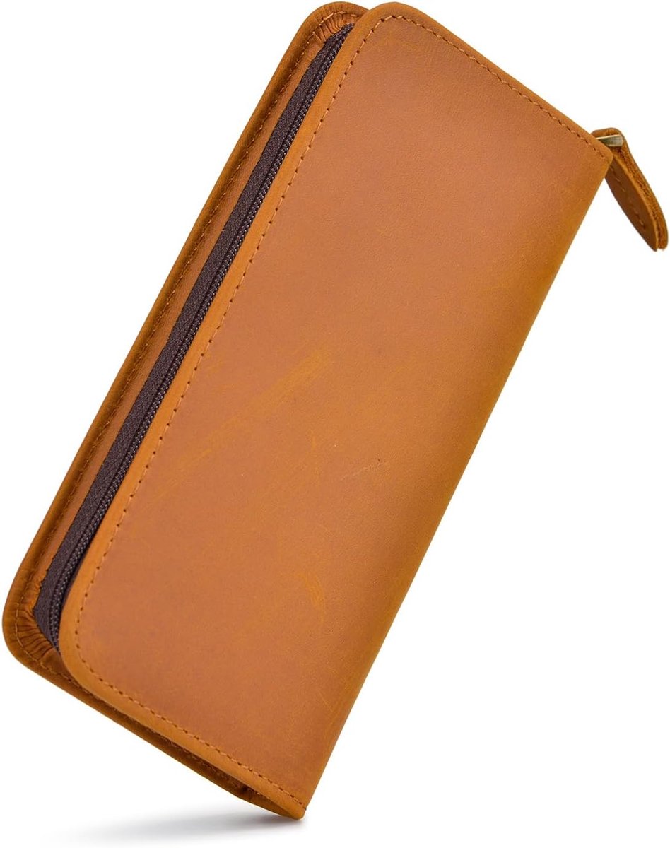 erofa lederen etui set met 3 vakken, Bruin - Crazy Horse, 17 x 8.5 x 2.2 mm, Klassiek
