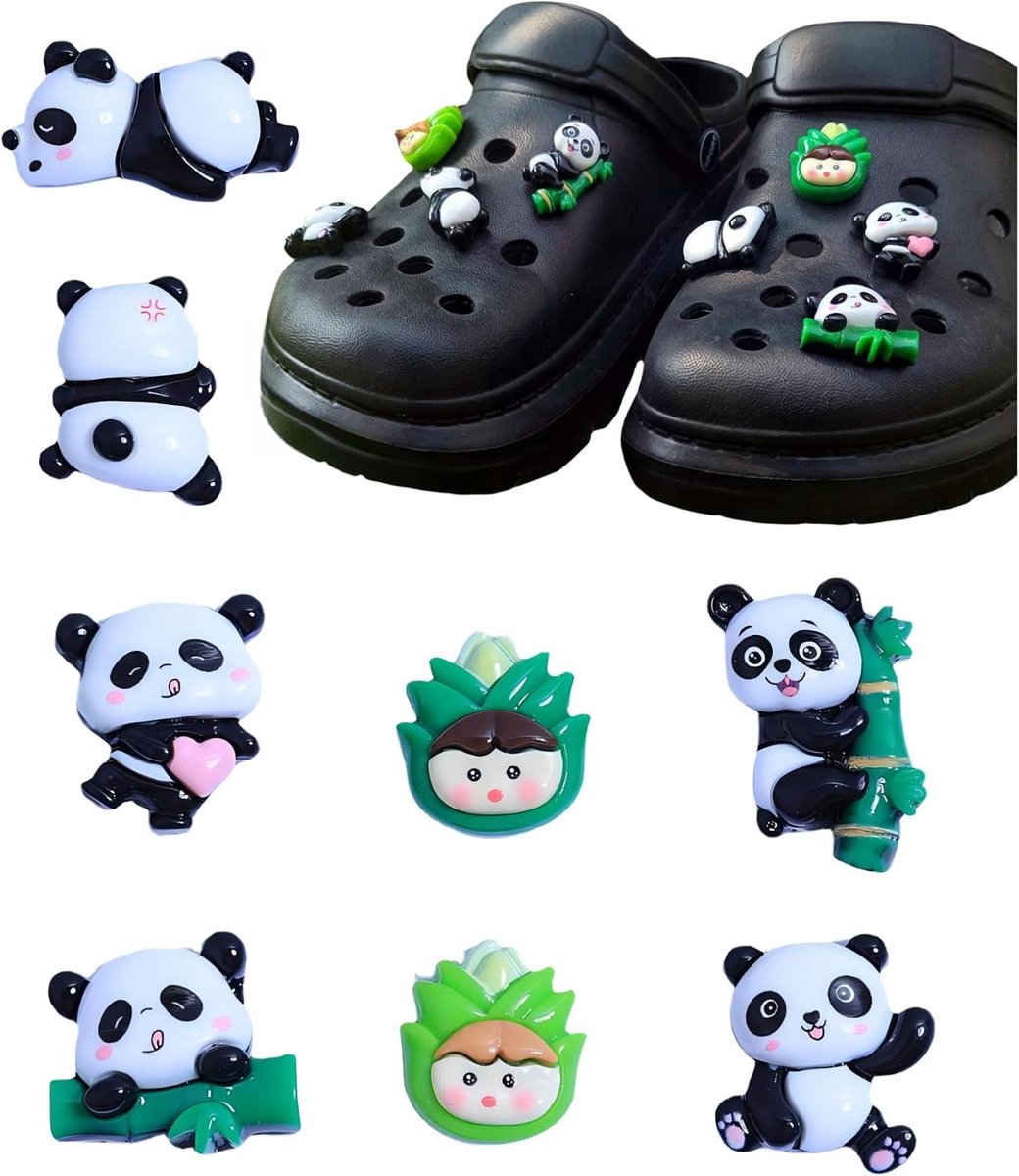 Bedels van kunststof voor panda-schoenen, decoratie voor crocs, sandalen, klompen