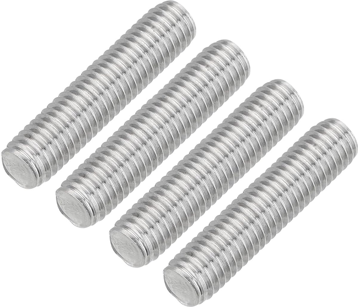 4 stuks draadstangen, M8 x 35 mm roestvrij staal, 304 klinknagels, stang met rechtse schroefdraad, M8-1,25 schroefdraadstang voor montage van meubels en machines