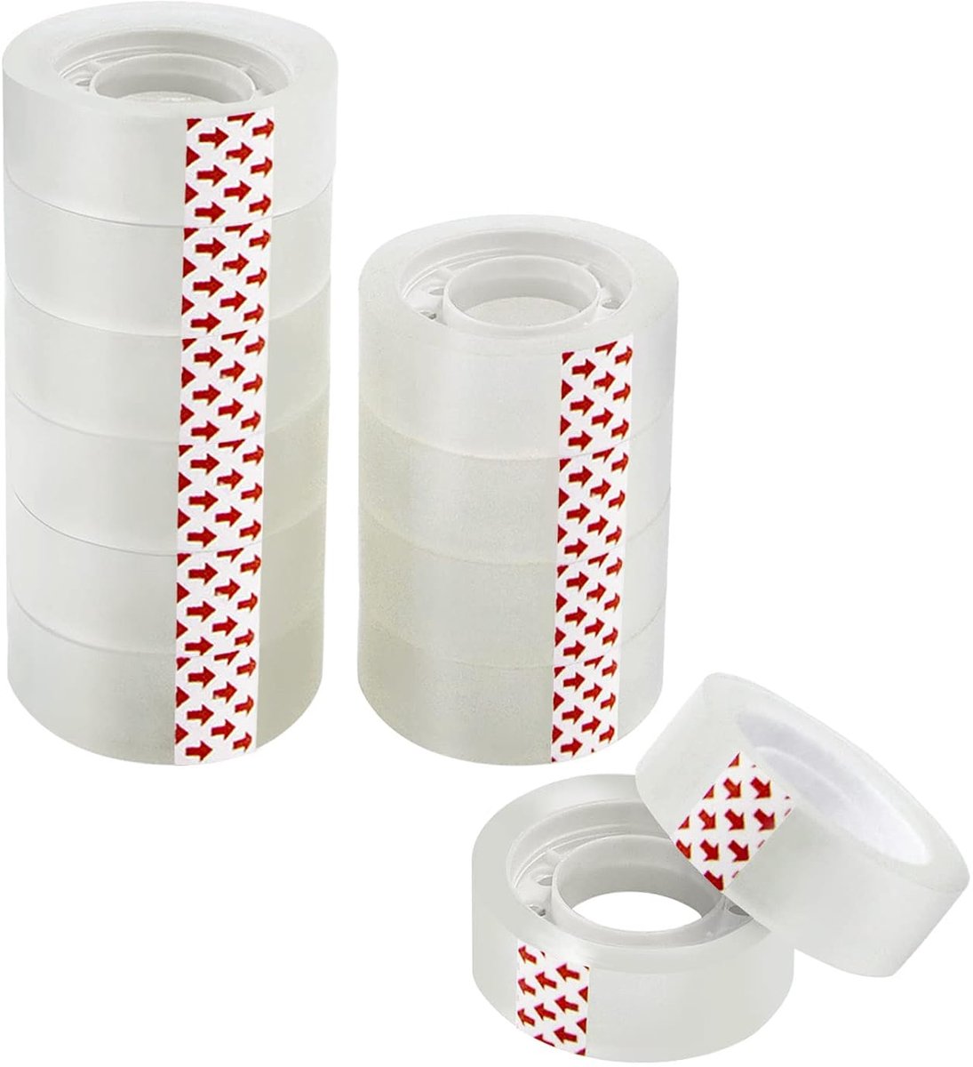 12 rollen kleine plakband transparant, plakstrips plakfolie pakkettape, multifunctionele Verpakkingstape voor dispenser, kantoor, huis, school, afroller