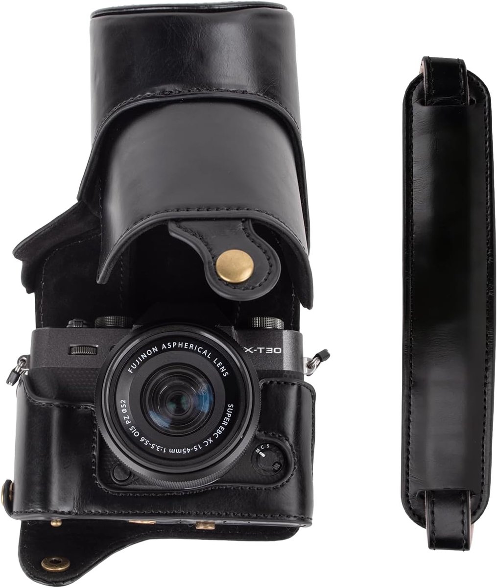 kinokoo PU lederen tas voor FUJI X-T30 / X-T20 / XT10 met 16-50 mm en 18-55 mm lens, Fujifilm X-T30 beschermhoes met schouderriem