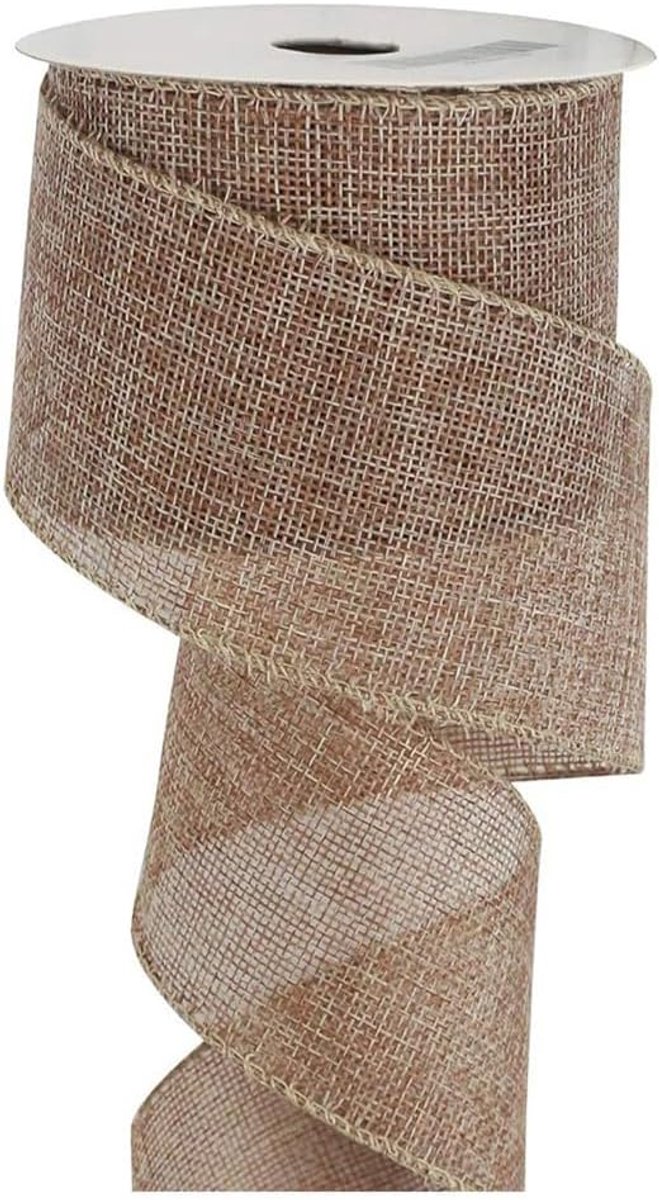 lint, 4 cm x 5 meter, rol, vintage linnen lint, cadeaulint, decoratief lint, stoffen lint voor Kerstmis, bruiloft, verjaardagen, geschenken, thuis, feesten, decoratie, lichtbruin