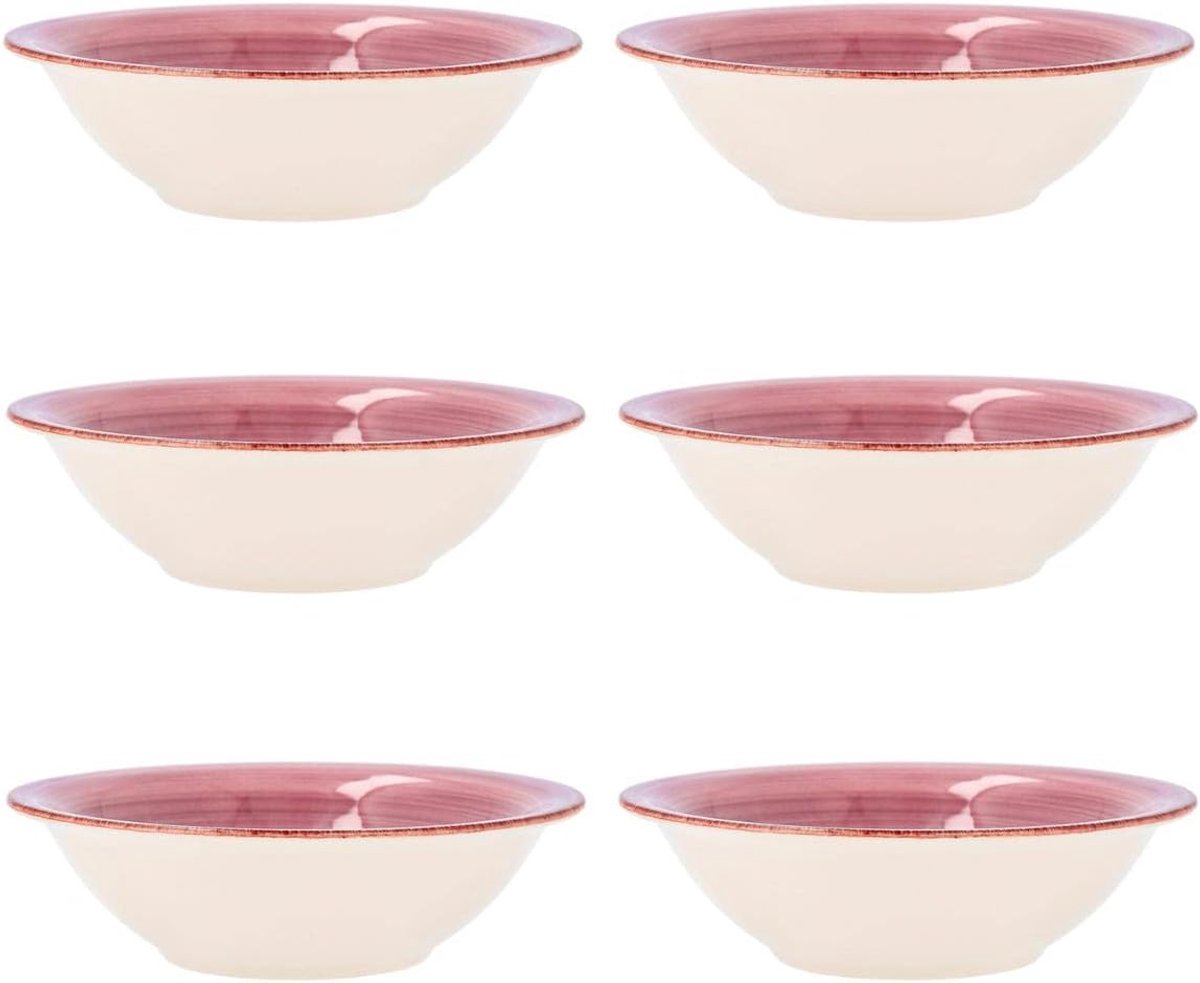 Set van 6 soepkommen van aardewerk Soepborden Peoni 18 cm Standaard,pioen