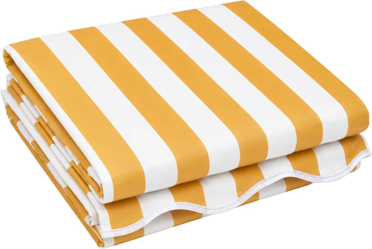 Luifeldoek 6 x 3 M Wit/Geel – Polyester, Wasbaar Vervangend Doek zonder Frame - UV-bescherming, Zonwerend & Weerbestendig