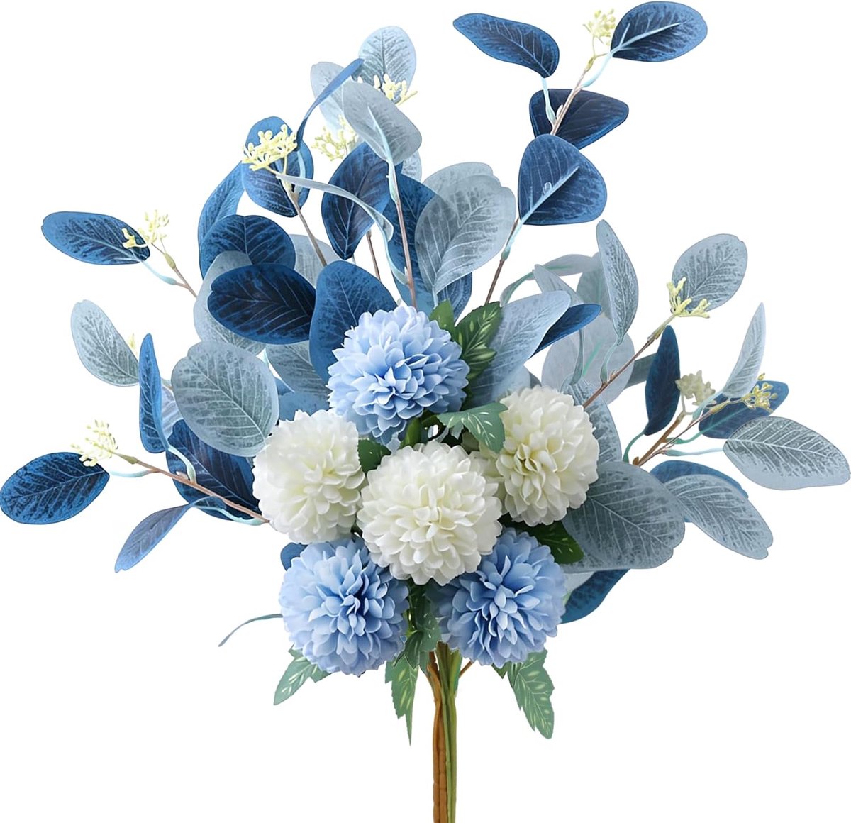 Kunsthortensia boeket - wit en blauw - realistisch en duurzaam - perfect voor decoratie - m-winkel
