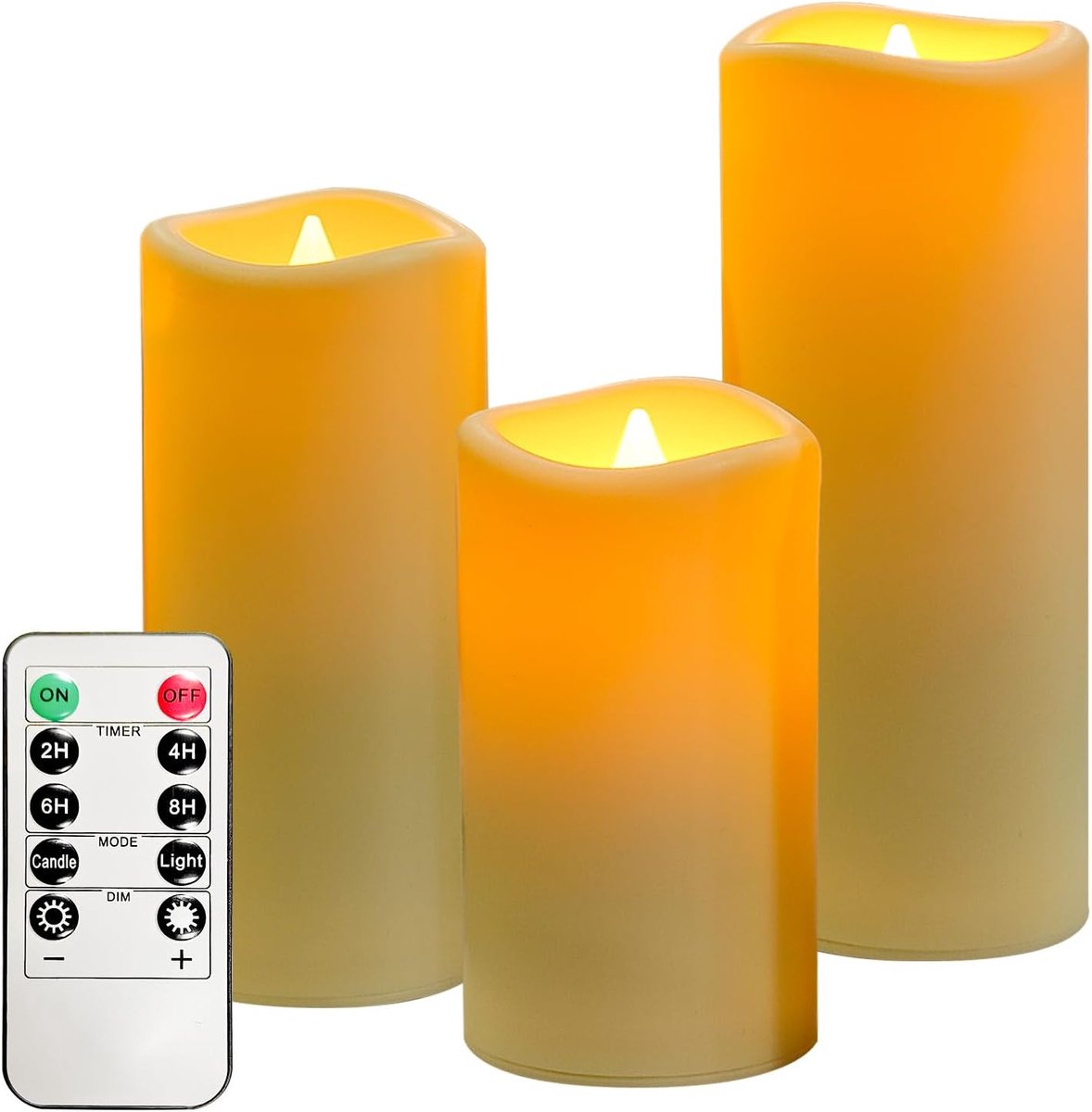 led vlamloze kaarsen - batterij plastic kaarsen set van 3 Ivoor D2,2 x H5" 6"7" bediende flikkerende kaarsen buiten met afstandsbediening timerfunctie elektrische kaarsen voor thuis