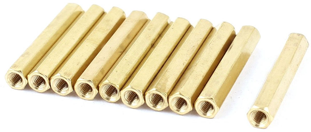 sourcing map M3 x 30 mm dames/schroefdraad messing zeskant afstandhouder 10 stuks