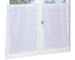 Ciel Paar bedrukte gordijnen, zilverkleurig, met lus, klaar om op te hangen, 2 x 60 x 120 cm, wit