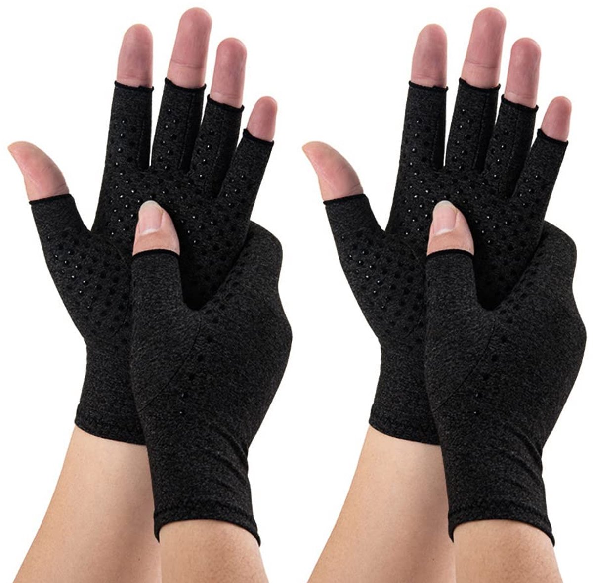 artritis handschoenen 2 paar vingerloze compressie handschoenen voor vrouwen mannen lijm-dotted hand ondersteuning reumatoïde artritis Raynauds ziekte ademend voor typen rijden werk dagelijks