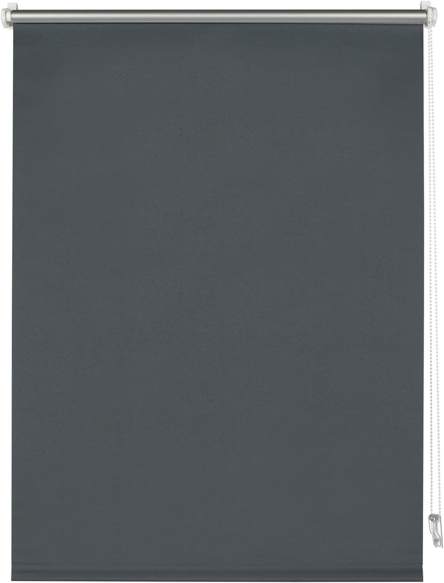 Thermo rolgordijn zonder boren met thermische achterzijde, klembevestiging, Hoogste lichtreflectie, Energiebesparend, Alle bevestigingsmateriaal meegeleverd, Antraciet, 75 x 150 cm