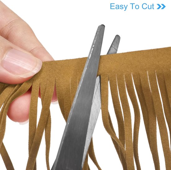1 Iarda 10 cm franjes van PU-leer nappaleer afwerking dubbelzijdig naaien voor doe-het-zelf kleding handwerk decoratie rok, kaki — afbeelding 3