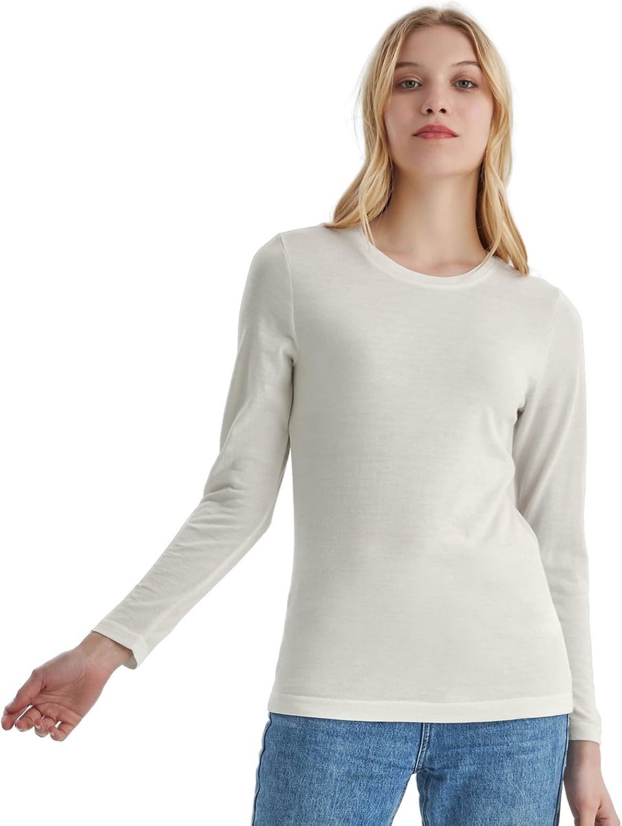 Protect 100% Merinowol Dames Thermisch Ondergoed Lichtgewicht Zachte Lange Mouwen Shirt Geschikt Voor Wandelen En Skiën