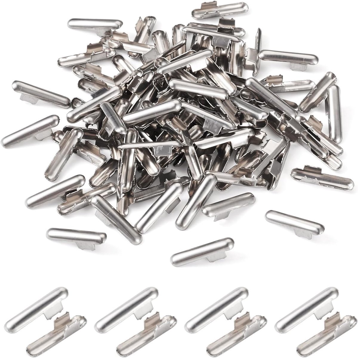 100Pcs Metalen Weerhaken Koord Kolom Opvouwbare Crimp Uiteinden Roestvrij Stalen Buis Half Cover End Caps Koord Sluiting 24.5x5.5mm Voor Sieraden Maken