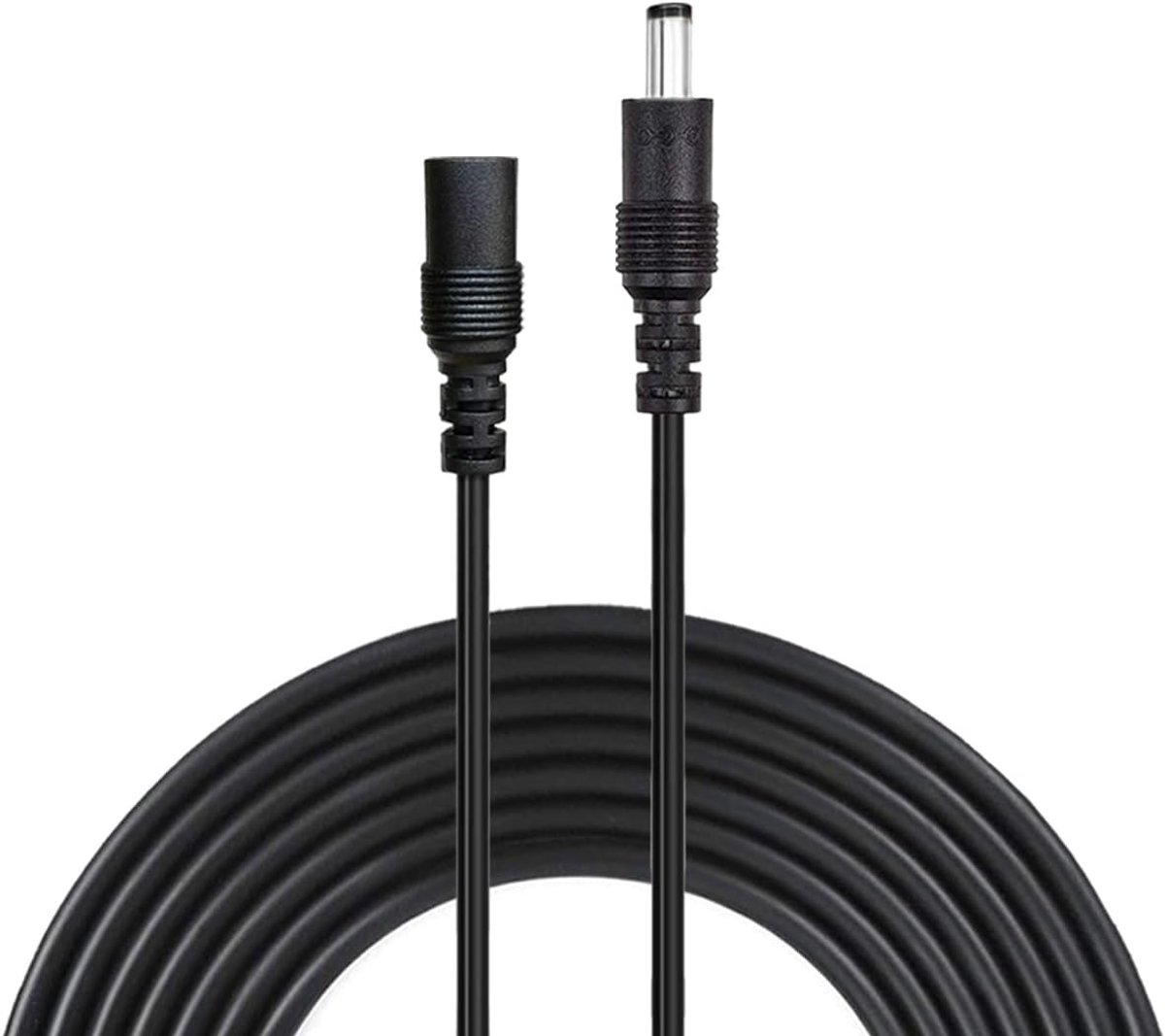 Verlengkabel 5.5mm x 2.1mm DC Aansluitkabel Gelijkstroom Connector Kabel Splitter Man-vrouw Voor Voeding, CCTV Camera Power - 10m Zwart