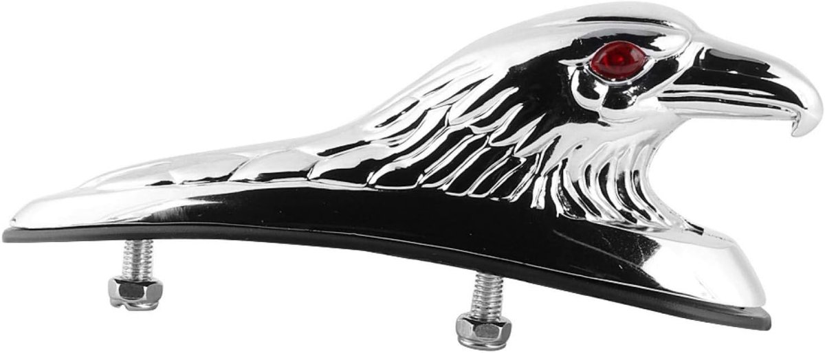 Spatborddecoratie, Aluminium Zilver Verchroomd, 12V Motor Voorspatbord Spatbord Decor Ornament Adelaarskop Standbeeld Geschikt Voor Universele Motorfietsen