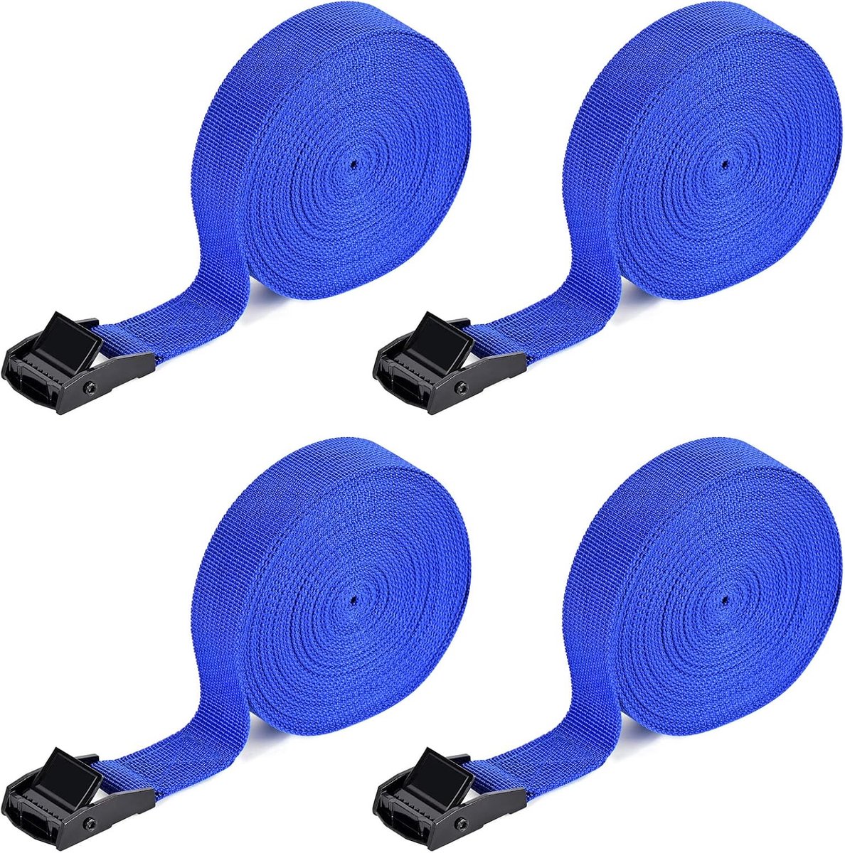 Spanbanden met Ratel, Sjorbanden met Kliksluiting 6 m x 2,5 cm voor Auto, Bagagedrager, Fietsendrager, Surfen, Fiets (Blauw) | Spanbanden met klemslot, belastbaar tot 250 kg, spanband voor vervoermiddelen, dakdragers, vracht, bagage, kajak