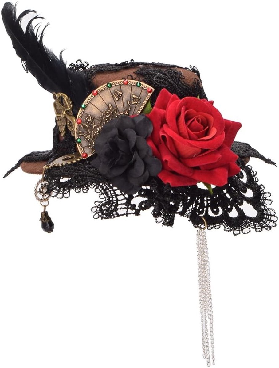 Victoriaanse steampunk dames mini hoge hoed haarclip (D)