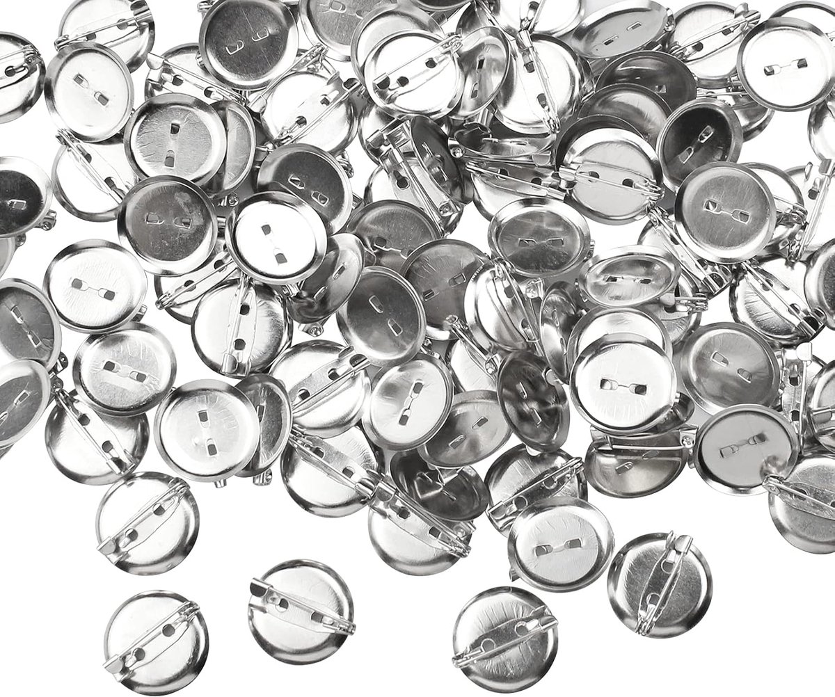 100 stuks ronde badgehouder, broche, knopbadge, 20 mm, voor een leuk cadeau voor doe-het-zelf, accessoires, afstuderen, knutselprojecten, sieraden, souvenirs, geschenken, zilver