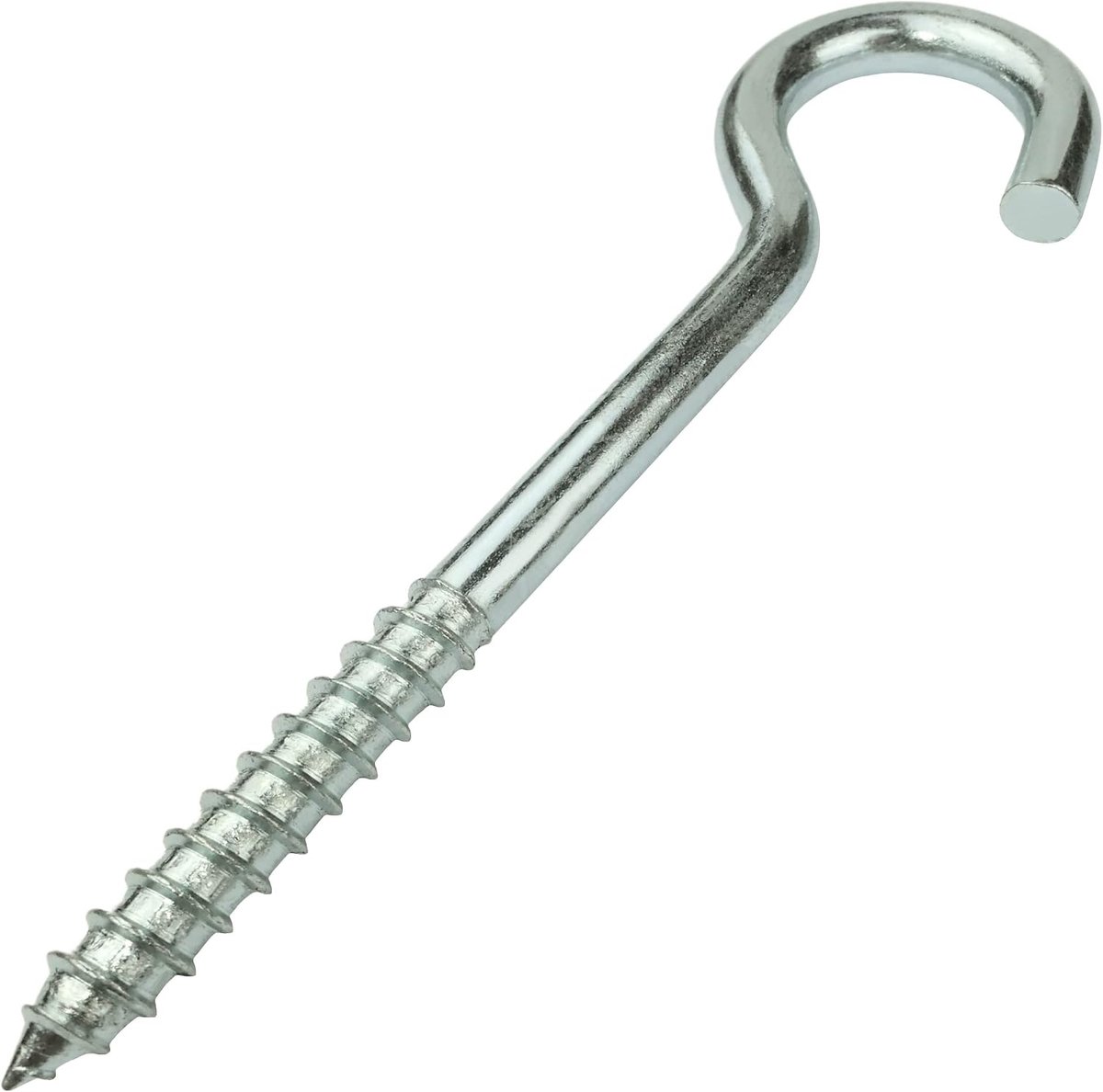 Haken schuine oogschroeven voor schroeven Ø8x80mm in de vorm "C" - open haak met zelftappende schroef - van verzinkt staal - kleur zilver