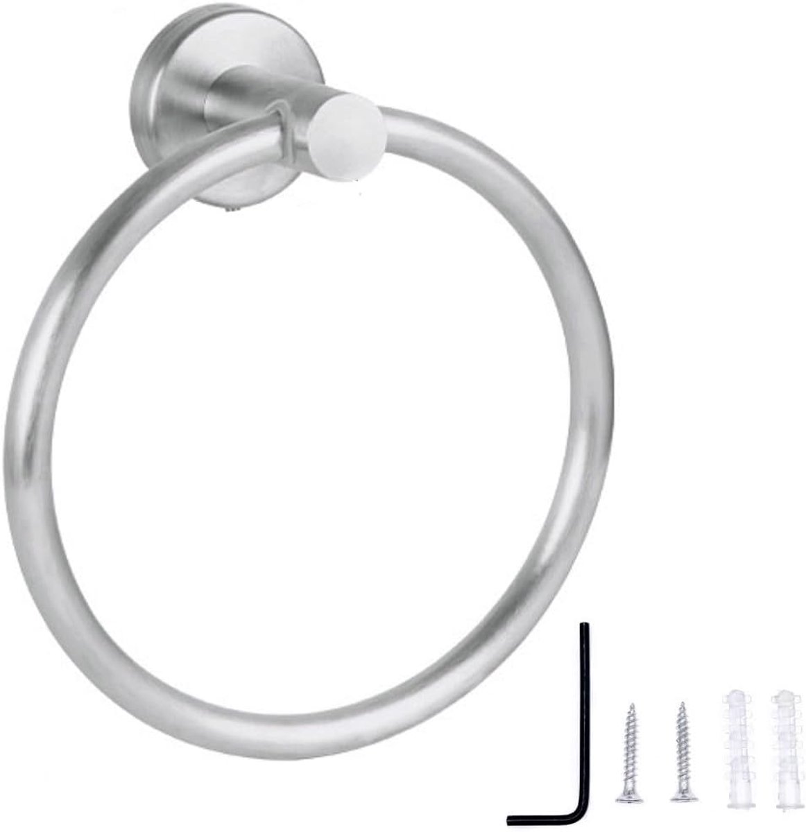 16 cm geborstelde zilveren handdoekhouder voor wandmontage, moderne ronde handdoekhouder, handdoekhouder van roestvrij staal voor badkamer, stijlvolle handdoekring als badkameraccessoire