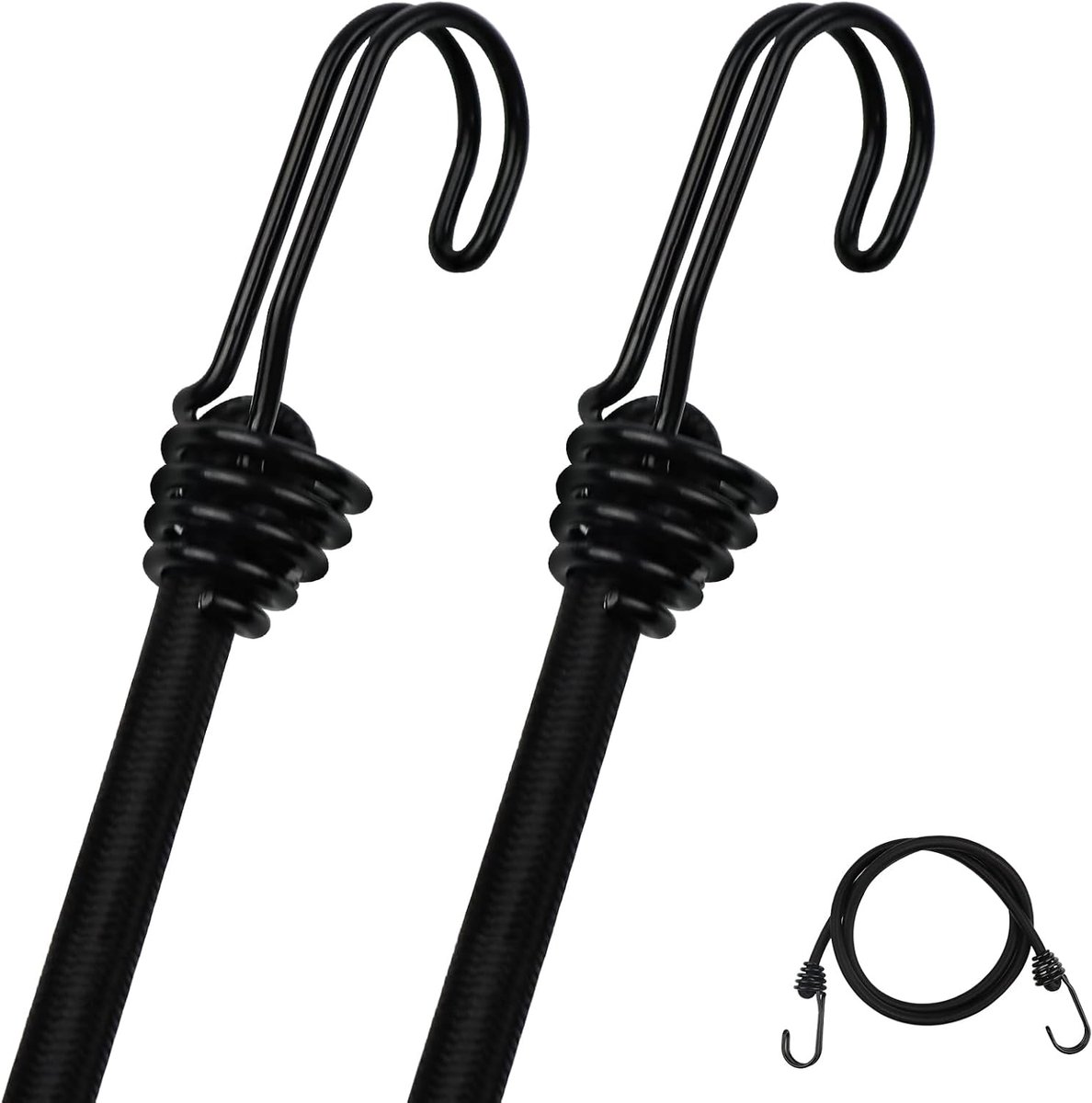 Set van 2 elastische spanbanden met haken, ideaal voor de bescherming van meubels, winkelwagens, campingtenten, 1 m lang